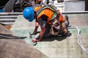 someone works on a roof